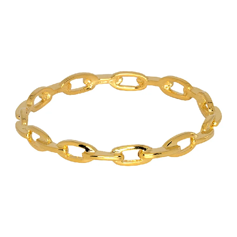 Chipped band bracelet-Polished Gold Link Bangle