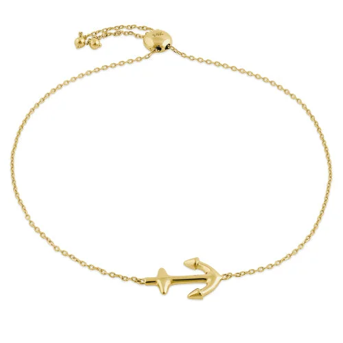 Tartan weave bracelet-Solid 14K Yellow Gold Anchor Bracelet