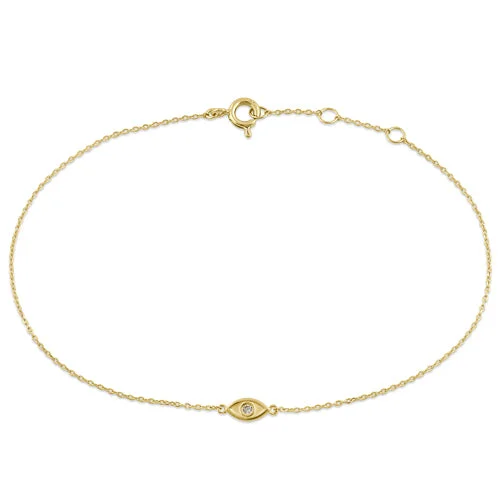 Savanna grass bracelet-Solid 14K Yellow Gold Evil Eye CZ Bracelet