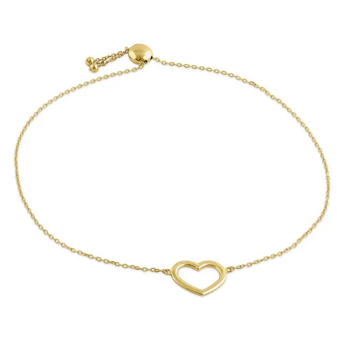 Reused object bracelet-Solid 14K Yellow Gold Heart Bracelet