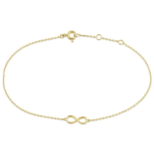 Linen weave bracelet-Solid 14K Yellow Gold Infinity Bracelet