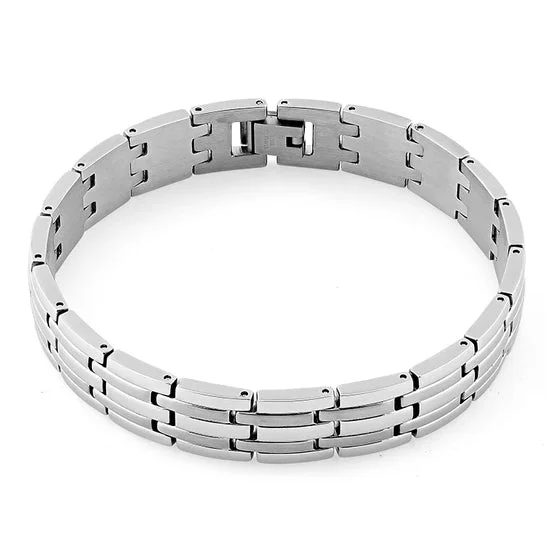 Shining spark bracelet-Stainless Steel Bricks Link Bracelet