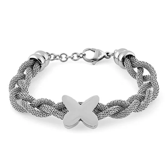 Pentagon stone bracelet-Stainless Steel Butterfly Mesh Bracelet