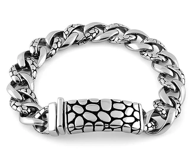 Triple knot bracelet-Stainless Steel ID Reptile Curb Link Bracelet