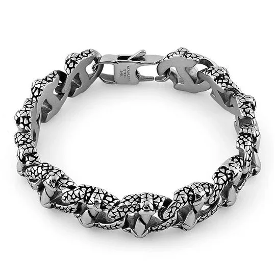 Crest gem bracelet-Stainless Steel Reptile Claw Marina Chain Bracelet