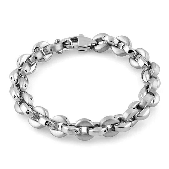 Bunched stone bracelet-Stainless Steel Round Link Bracelet