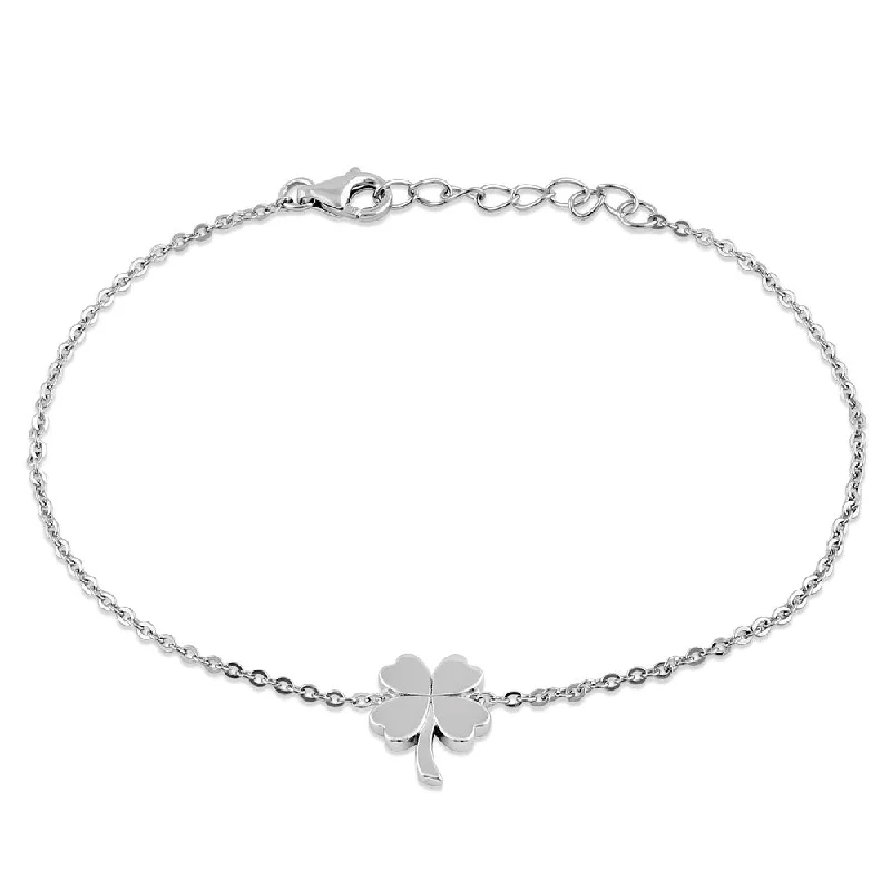 Lunar charm bracelet-Sterling Silver Four-Leaf Clover Bracelet