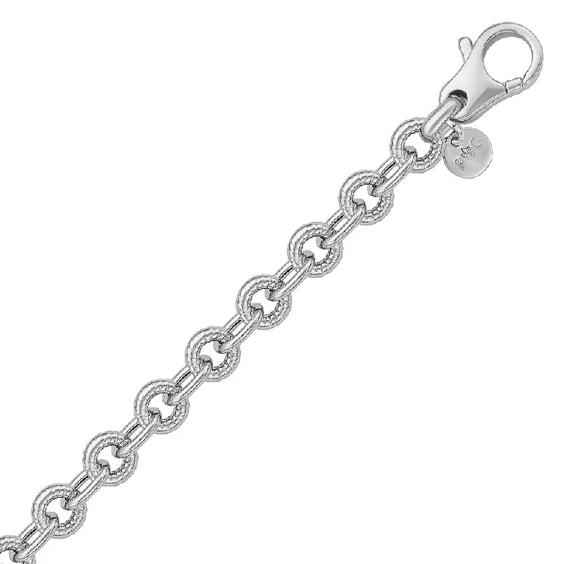 Layered scale bracelet-Sterling Silver Round Motif Cable Design Chain Link Bracelet