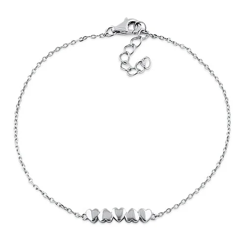 Tin cast bracelet-Sterling Silver Small Hearts Bracelet