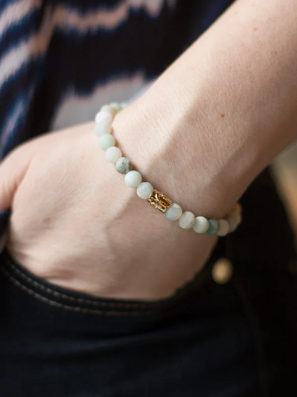 Wool band bracelet-Sun and Moon Bracelet - Amazonite