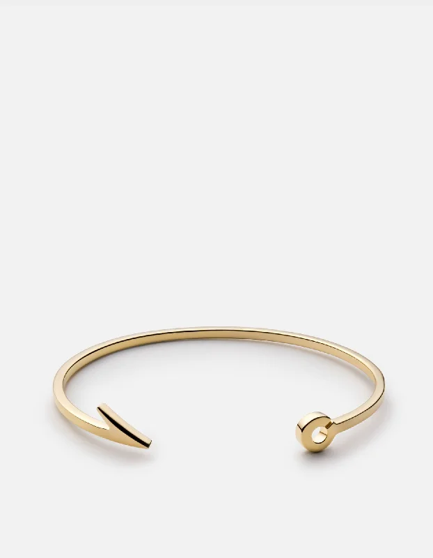 Linen weave bracelet-Thin Fish Hook Cuff, Gold Vermeil