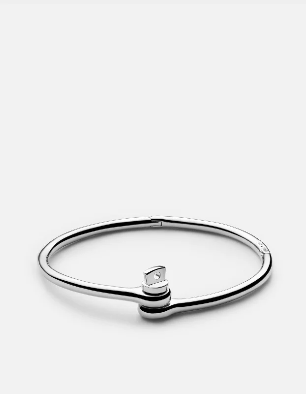 Stone relic bracelet-Thin Reeve Cuff, Sterling Silver