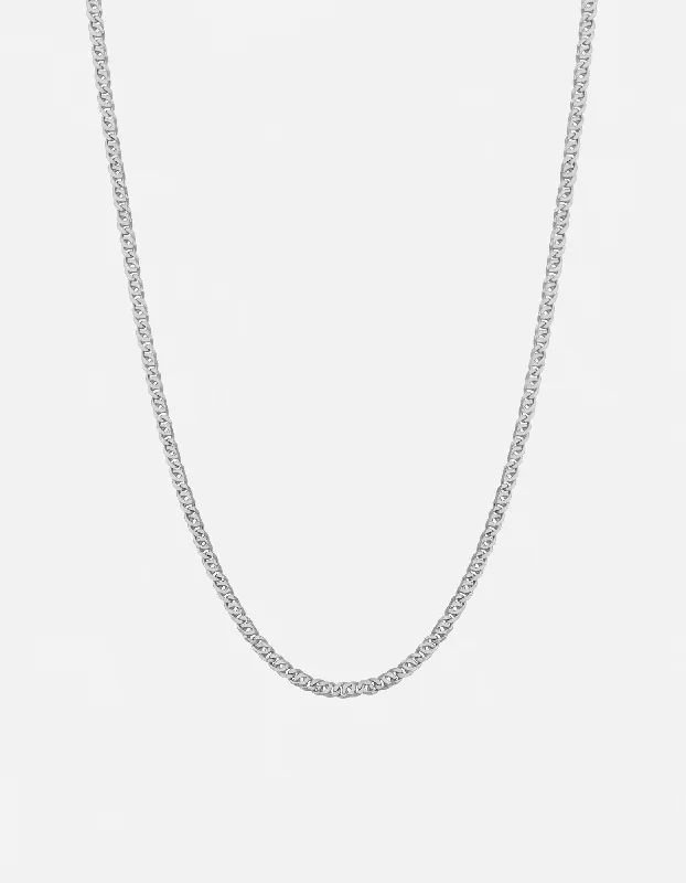 Ridge charm necklace-Track Chain Necklace, Sterling Silver