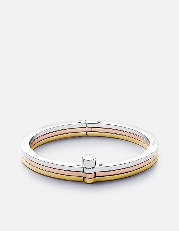 Curved metal bracelet-Tricolor Cuff