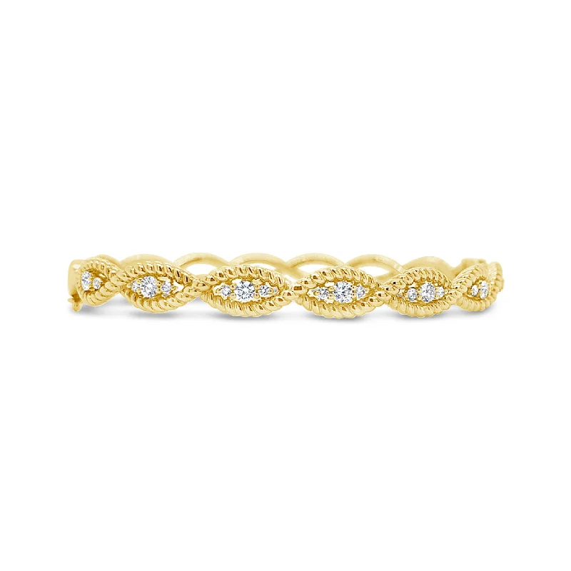 Ocean crest bracelet-Diamond Twisted Rope Bangle Bracelet