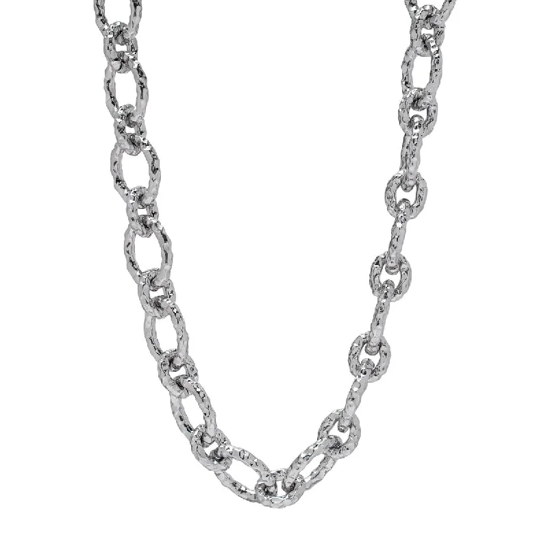 Cushion-cut sapphire necklace-Victoria Townsend Silver Plated Textured Chain Necklace