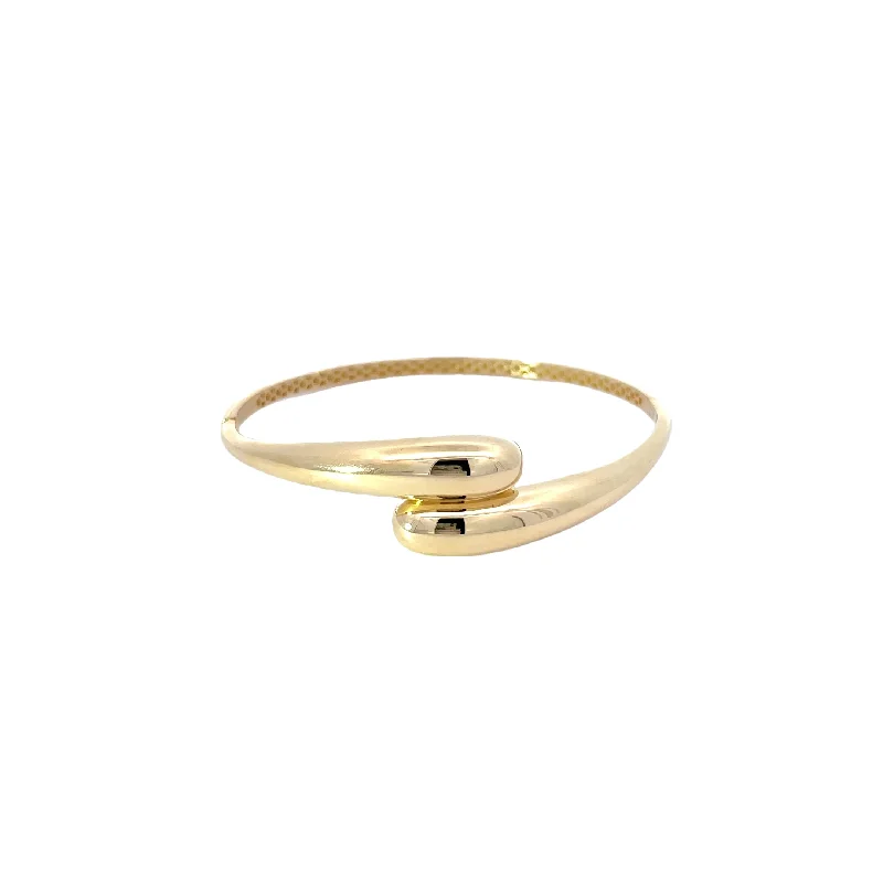 Triple knot bracelet-Yellow Gold Bypass Bangle Bracelet