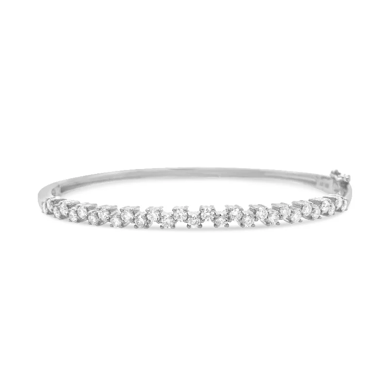 Angled rim bracelet-Diamond Zig-Zag Bangle Bracelet