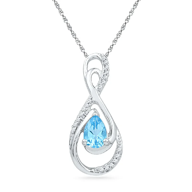 Cracked rind necklace-10kt White Gold Womens Oval Lab-Created Blue Topaz Solitaire Pendant 3/4 Cttw