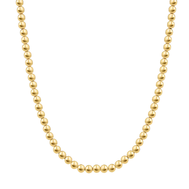 Antique mine necklace-5mm Gold Bead Ball Necklace