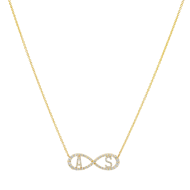 Scythian charm necklace-Diamond Infinity Letter Necklace