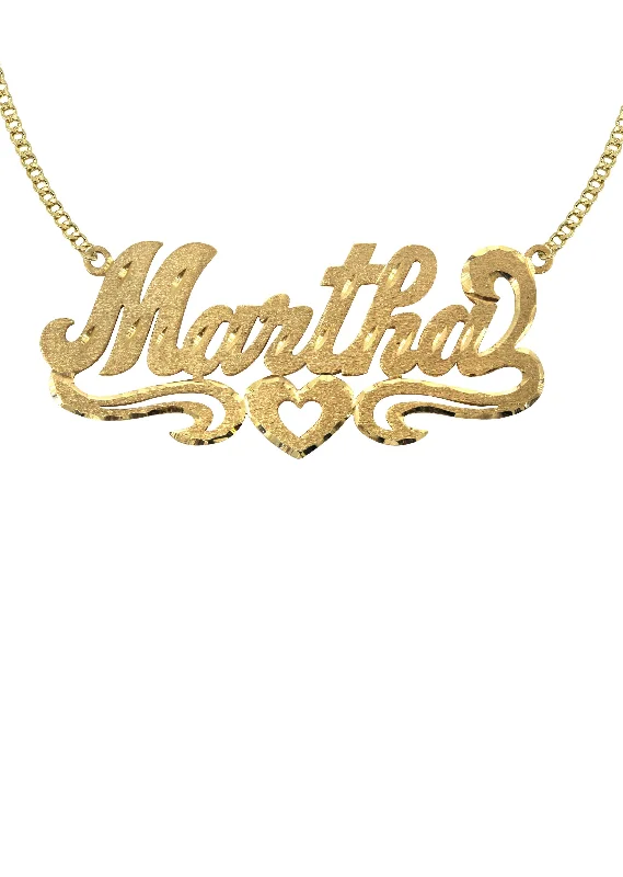 Tidal vortex necklace-14K Gold  Diamond Cut Heart Name Plate Necklace | Style #12