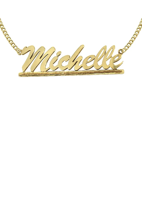 Silk strip necklace-14K Gold  Diamond Cut Name Plate Necklace | Style #41