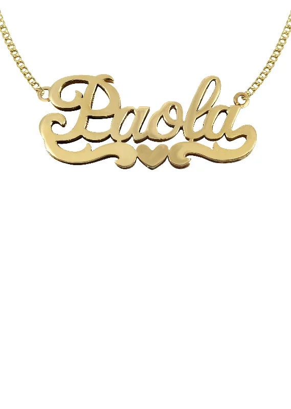 Vintage flair necklace-14K Gold Heart Name Plate Necklace | Style #20