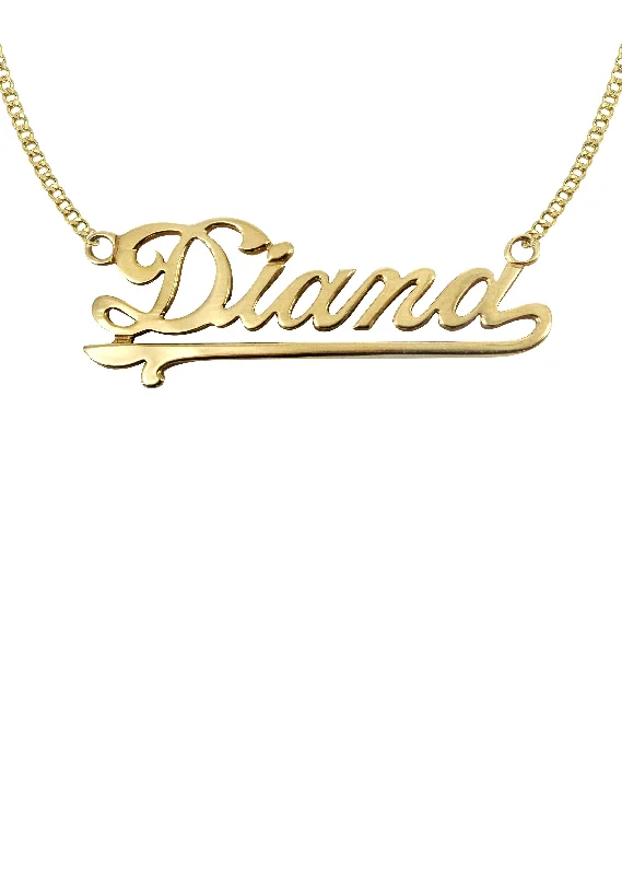 Crystal vein necklace-14K Gold  Plain Gold Name Plate Necklace | Style #32