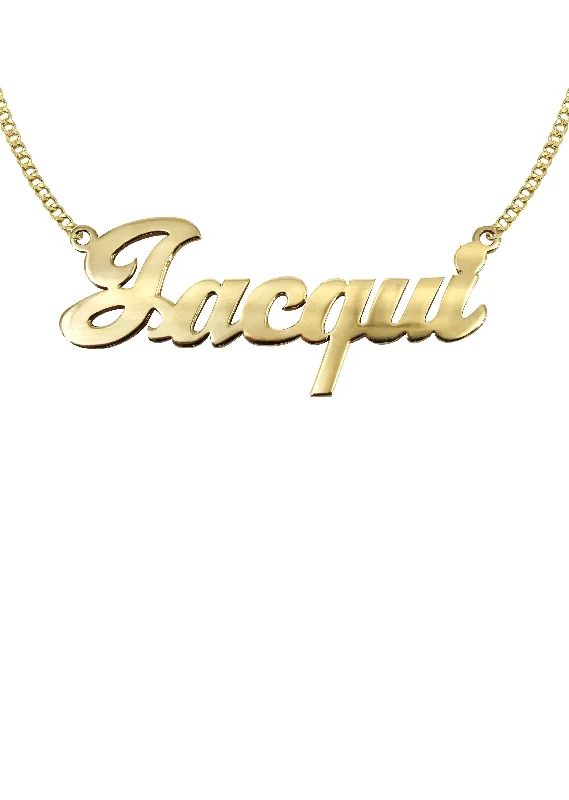 Opal glass necklace-14K Gold  Plain Gold Name Plate Necklace | Style #21