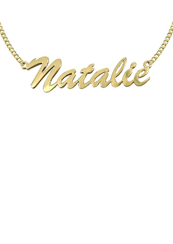 Stellar shine necklace-14K Gold  Plain Name Plate Necklace | Style #14