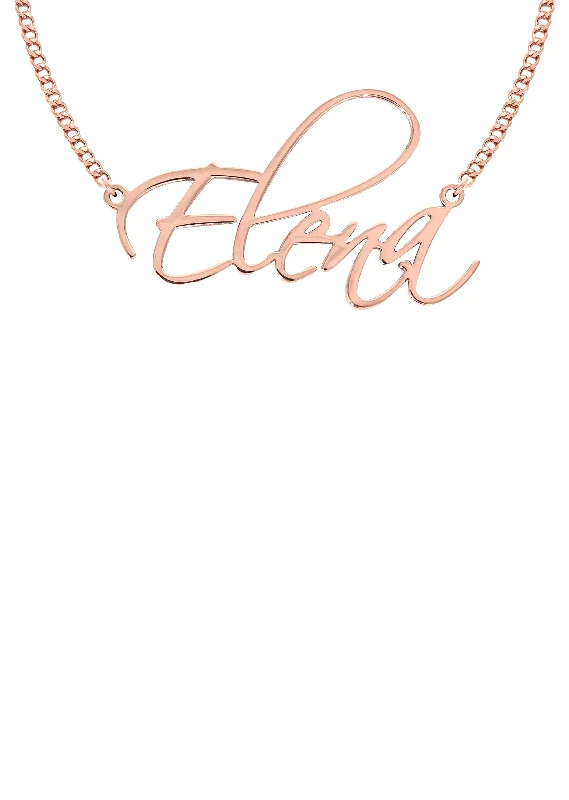 Onyx black necklace-14K Gold  Plain Rose Gold Name Plate Necklace | Style #45