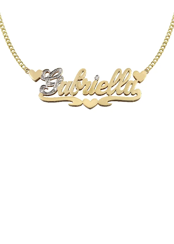 Secret glyph necklace-14K Gold  Two Tone  Name Plate Necklace | Style #17