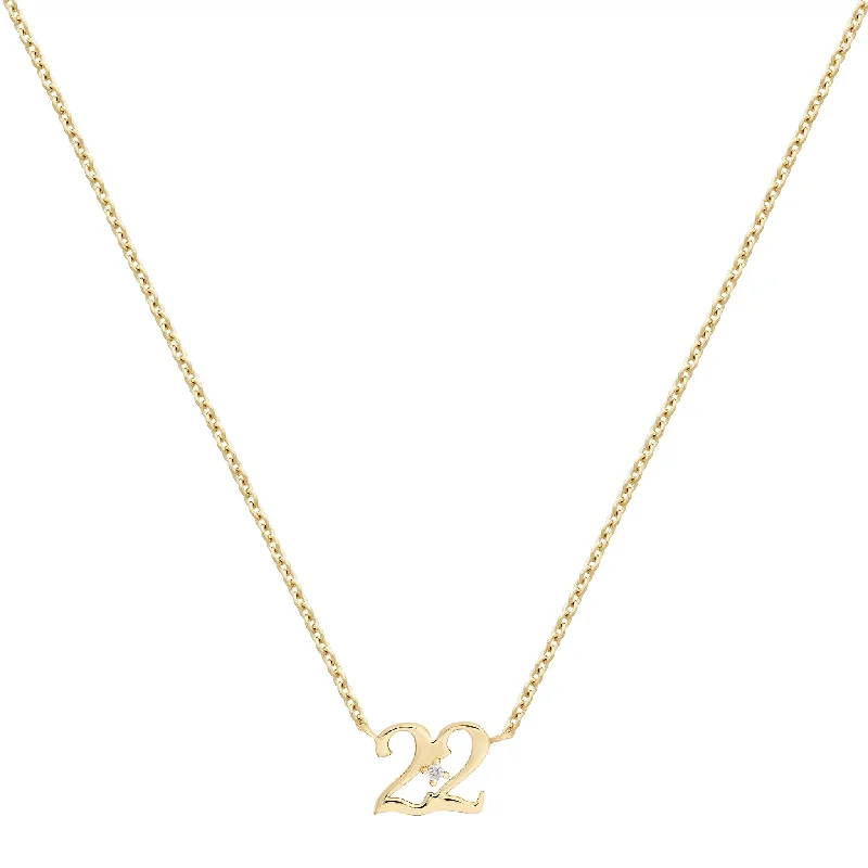 Etched groove necklace-Petite 22 Numeral Necklace