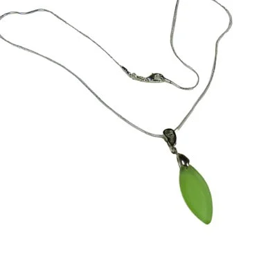 Maple nut necklace-Green Teardrop  Sea Glass Pendant Necklace