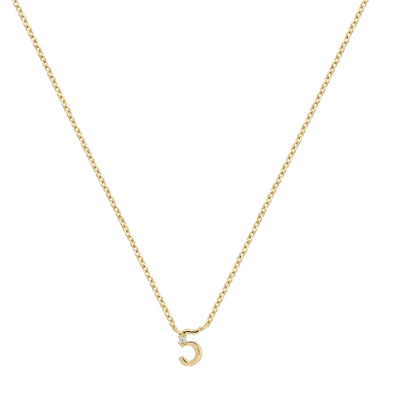 Skewed gem necklace-Petite 5 Numeral Necklace