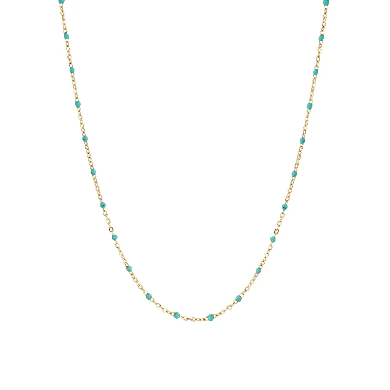 Blend metal necklace-Blue Skies Enamel Dotted Necklace