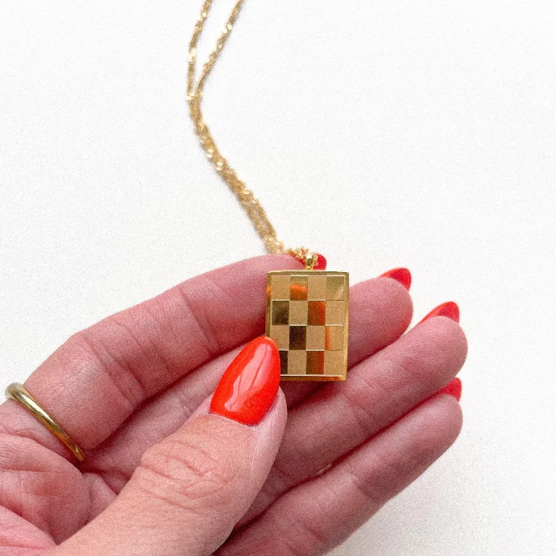 Vine drop necklace-Checker Necklace