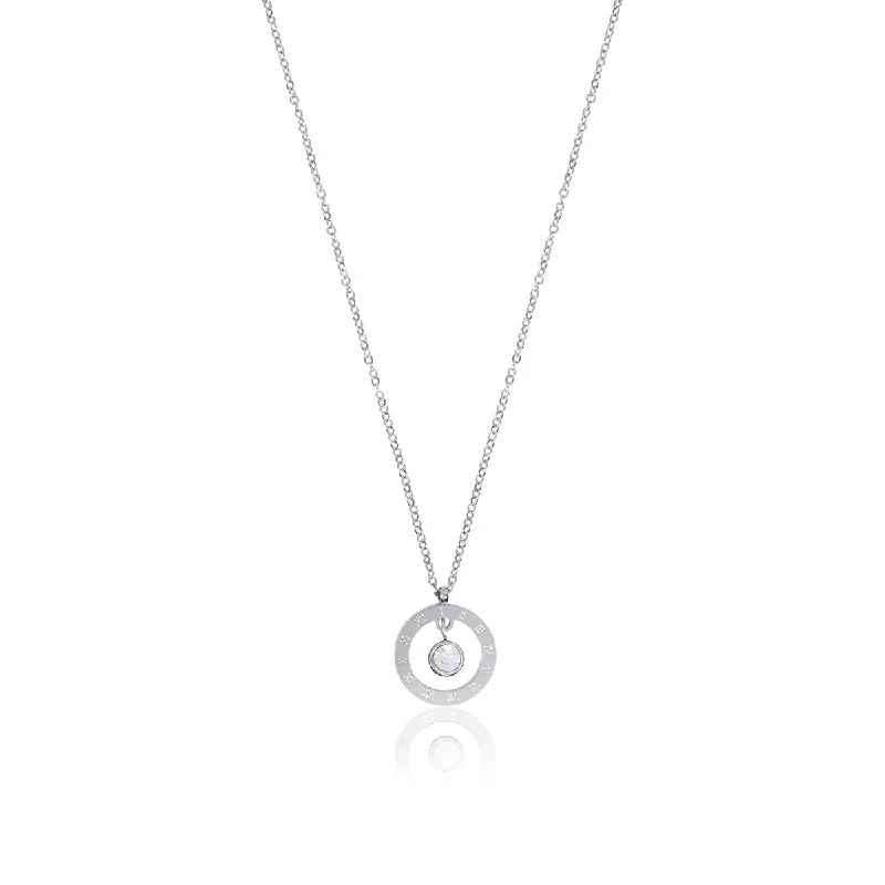 Creek stone necklace-Alea Numeral Stone Necklace - Silver