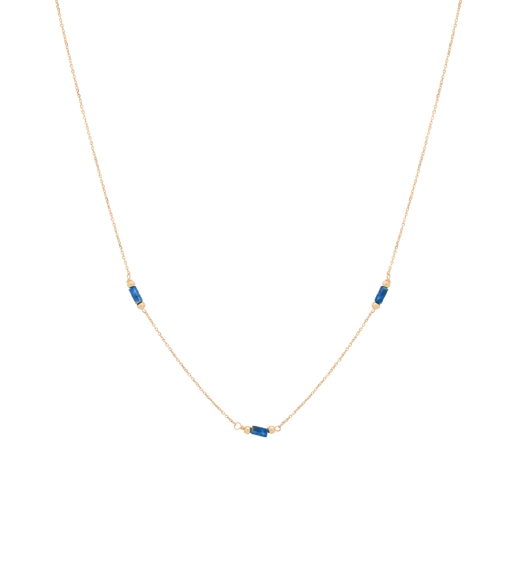 Ridge charm necklace-Lapis Necklace 14K