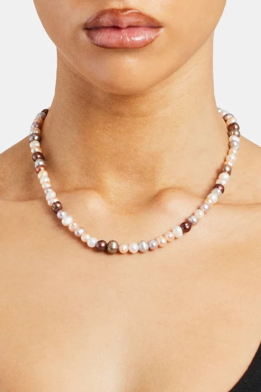 Granite shard necklace-Multi Pink Bead Freshwater Pearl Necklace