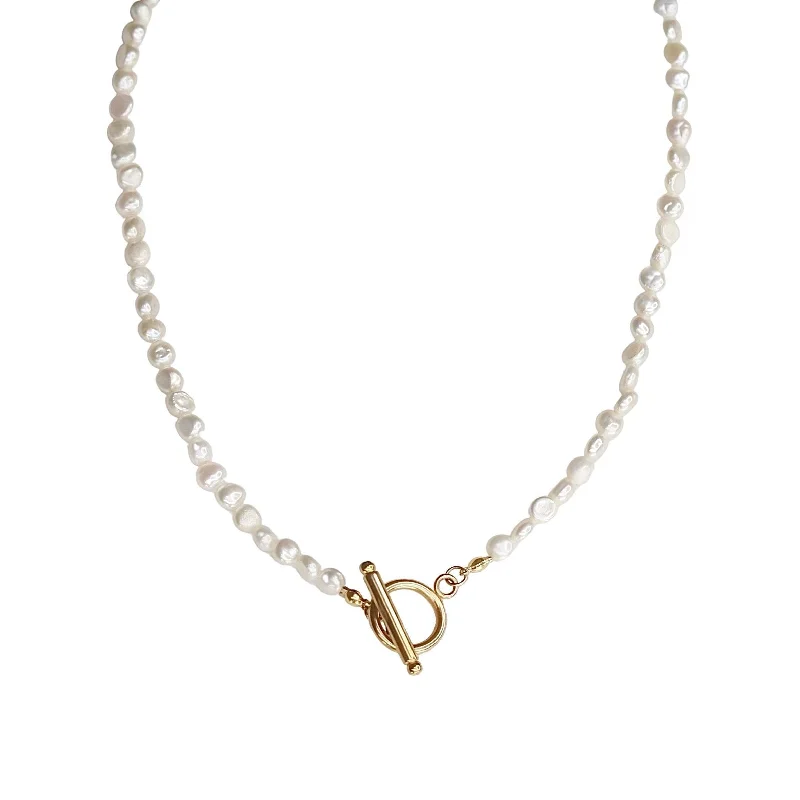 Ripple chain necklace-Pearl Choker Necklace