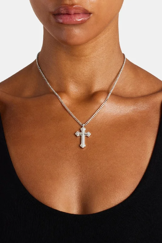 Poppy bloom necklace-Polished Cross Necklace - White