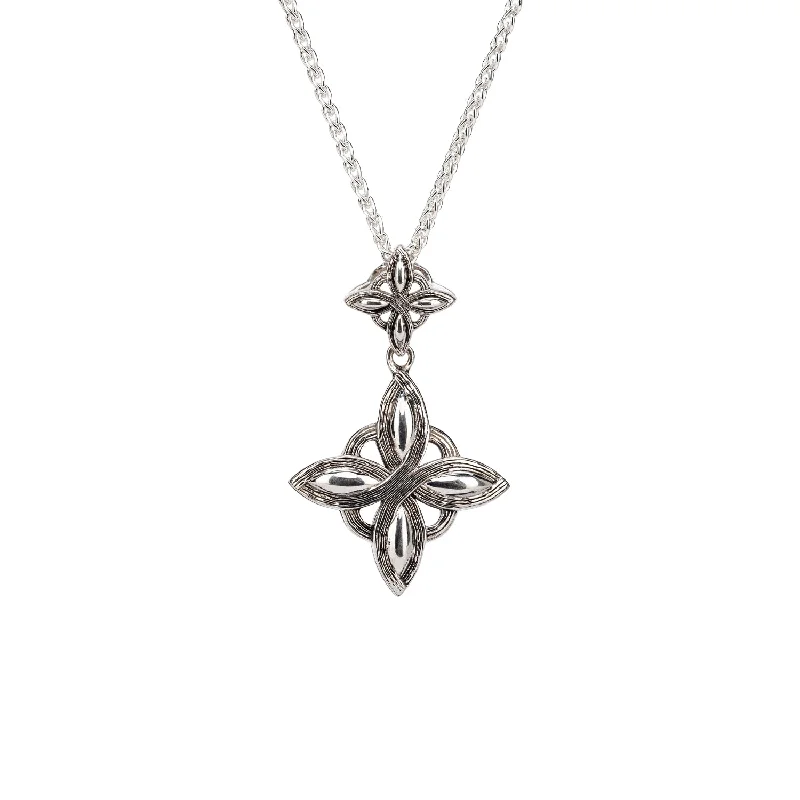 Dotted finish necklace-Silver Double Star Celestial Pendant