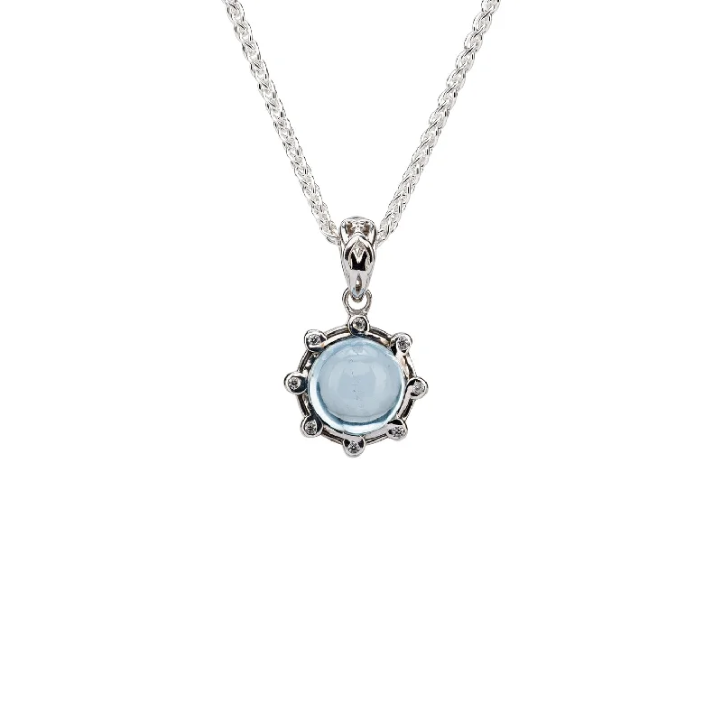 Fine swirl necklace-Silver Celestial Pendant - Blue Topaz