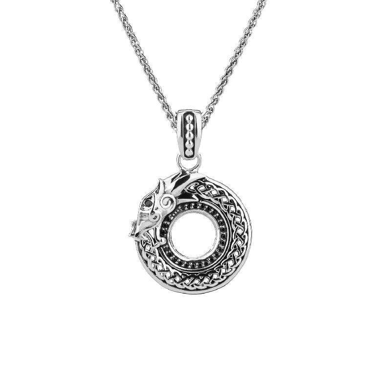 Stellar shine necklace-Silver Round Dragon Pendant Small