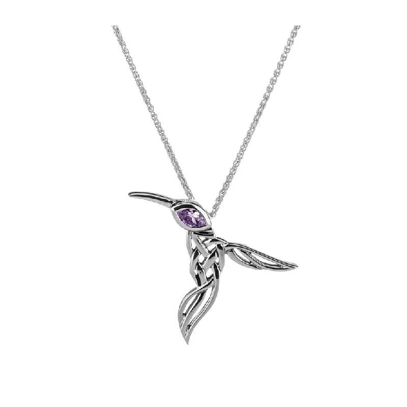 Layered scale necklace-Silver Hummingbird Pendant -Amethyst/Topaz/Peridot/Rhodolite