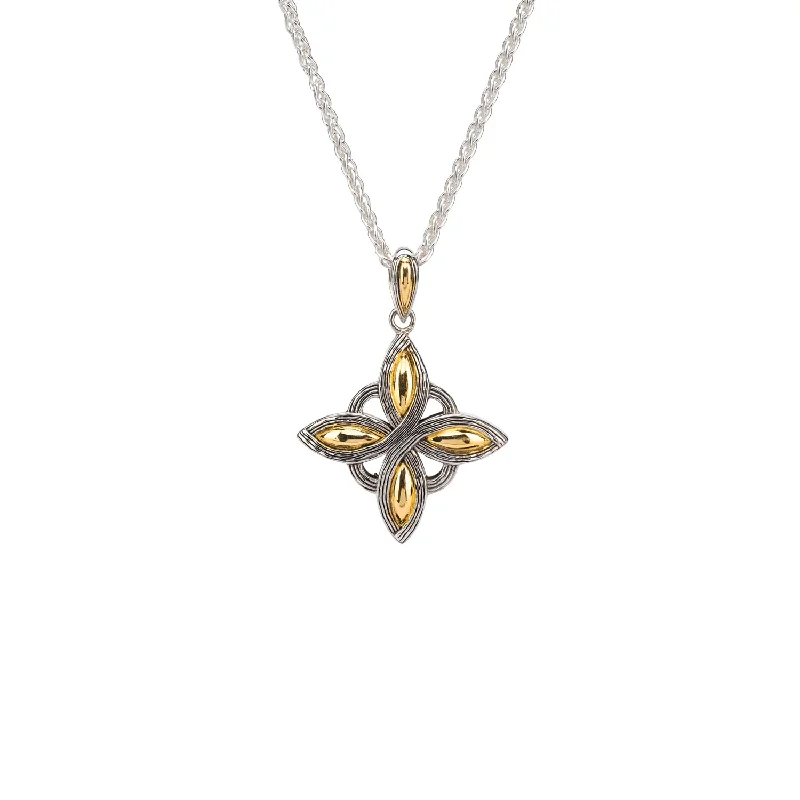 Tin cast necklace-Silver and 10k Gold Celestial Star Pendant - Reversible