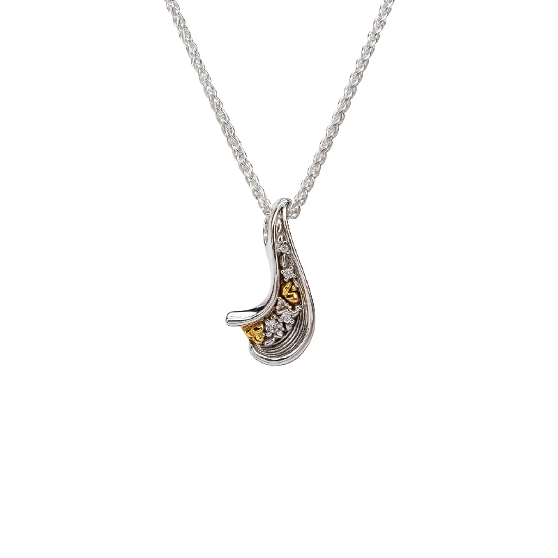 Saffron amber necklace-Silver And 10k Gold Rocks 'n Rivers Pendant - Cubic Zirconia