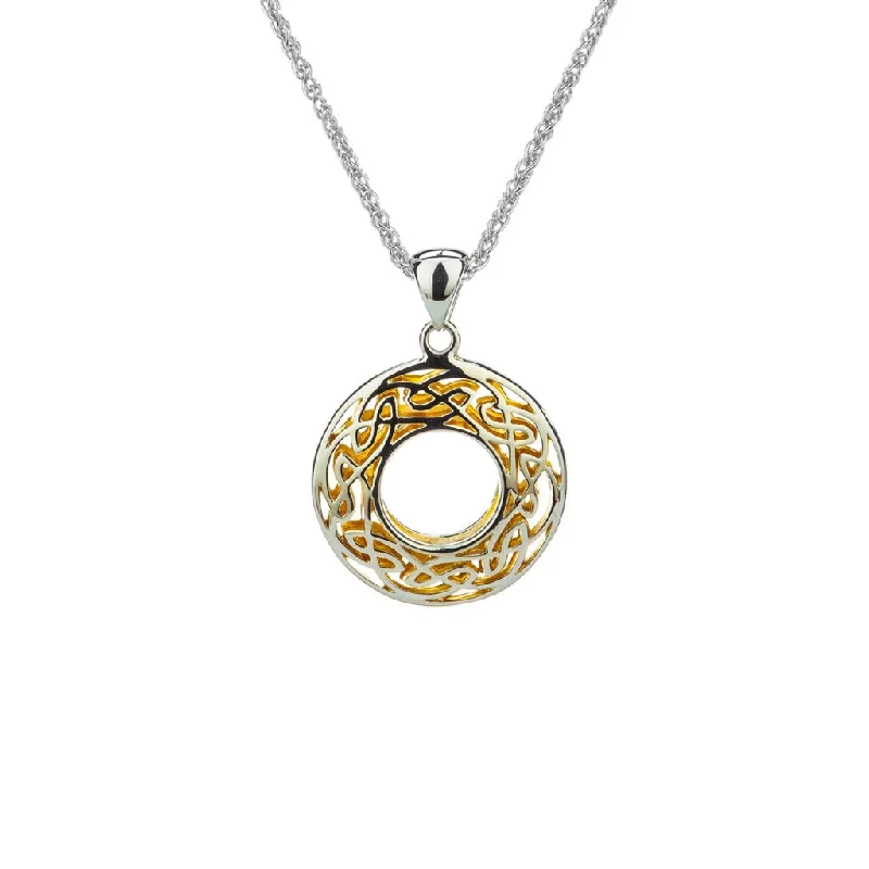 Secret glyph necklace-Silver with 22k Gold Gilding Window to the Soul Round Pendant Small